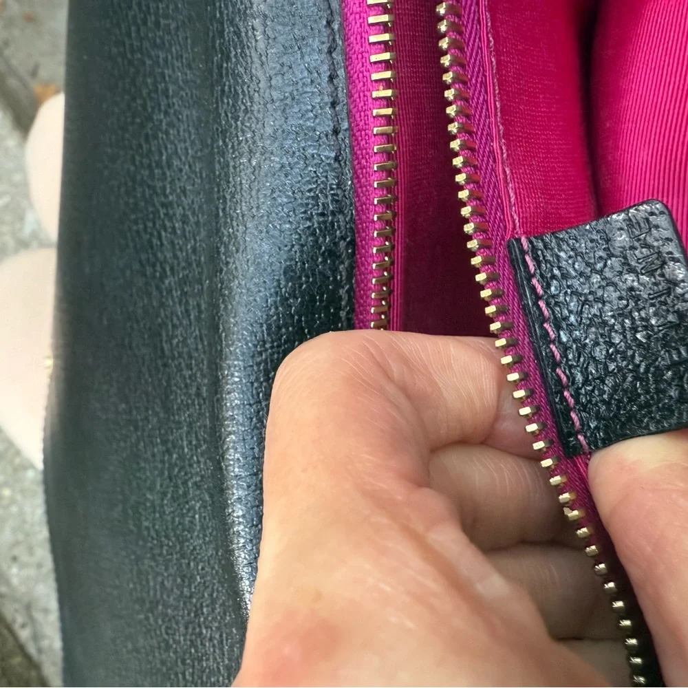 INSANE EUC Celine runway black and Gold long leather Clutch mesh wristlet
